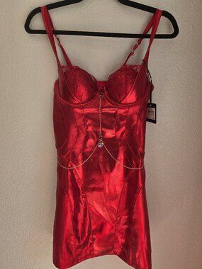 Honey Birdette Holiday Collection Push Up Dress Crimson Womens Metallic Mini New
